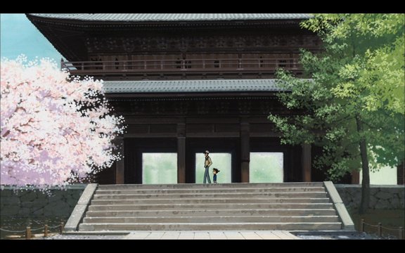 Cherry blossoms before the ancient gate